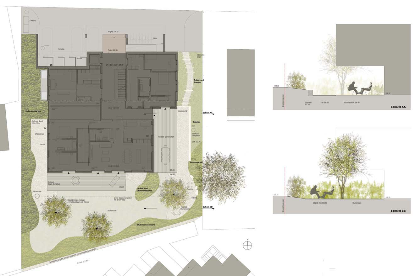 Garten für vier Freunde