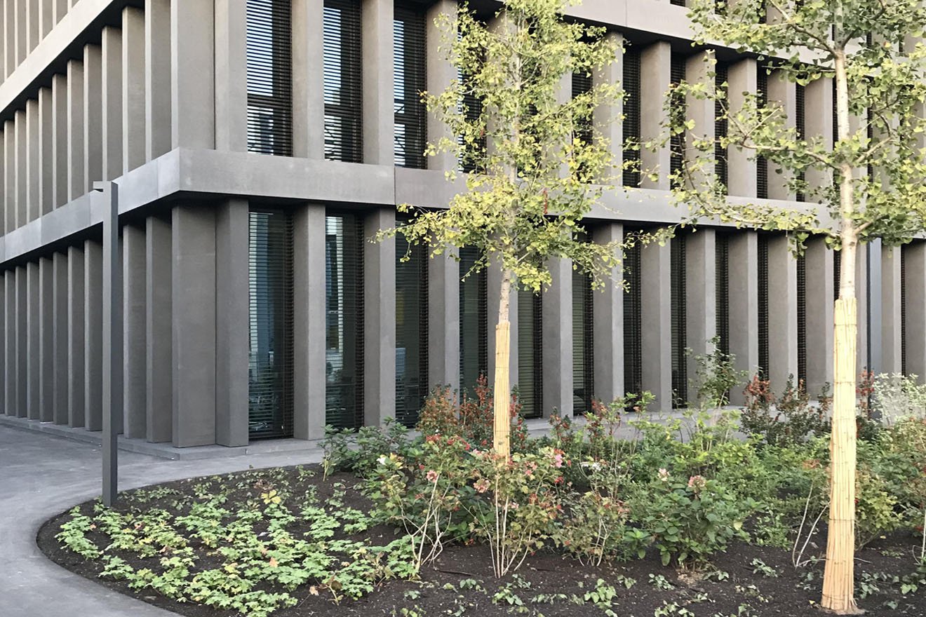 Üppiges Gartenbild im Maschinenbau-Areal